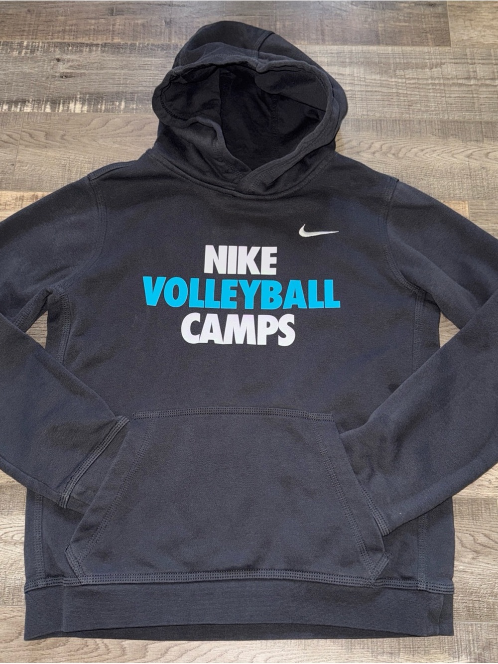 Nike Black Hoodie with Blue & White Volleyball Camps Print big kids XL